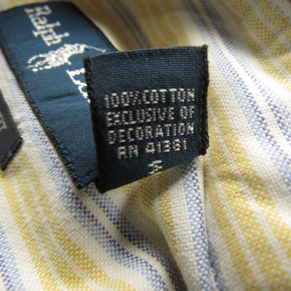 Ralph Lauren Shirt Mens Extra Extra Large XXL Yellow Blue Striped Classic Fit - Picture 7 of 11